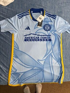 adidas Light Blue Atlanta United FC Jersey with Blue and Yellow Accents